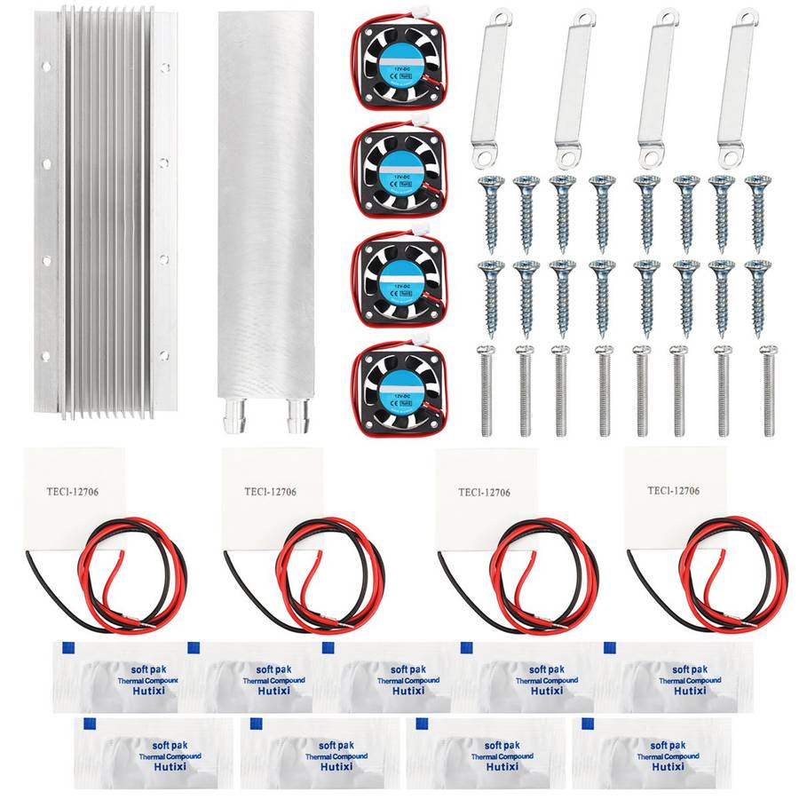 12V Thermoelectric Peltier Semiconductor Refrigeration Water Cooling System Fan Kits (Pin Num 2PIN)