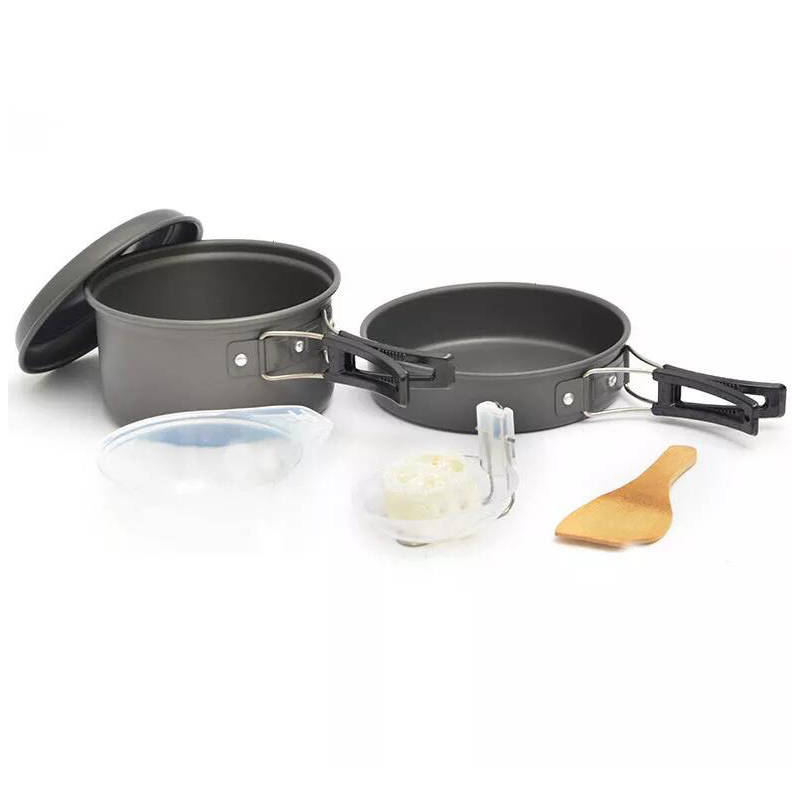 12 Pcs/Set 2-3 People Picnic Tableware Portable Bowl Pot Pan Cookware
