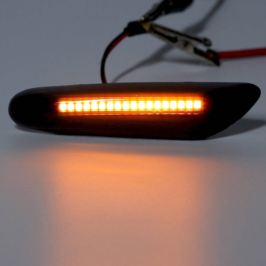 Pair Dynamic Flow Side Marker Lights Yellow/Whte For Bmw E46 E60 E82 E88 E90 E92 E93