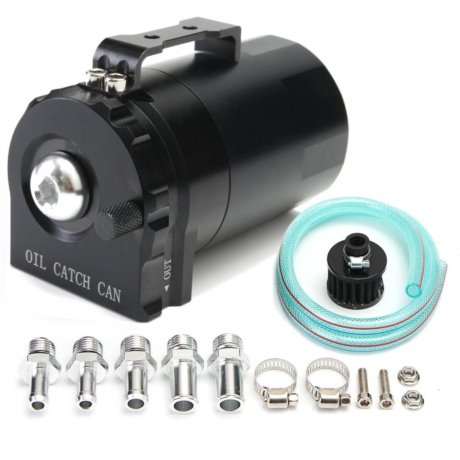 300mL Engine Catch Reservoir Breather Tank Oil Catch Can with Air Filter Black