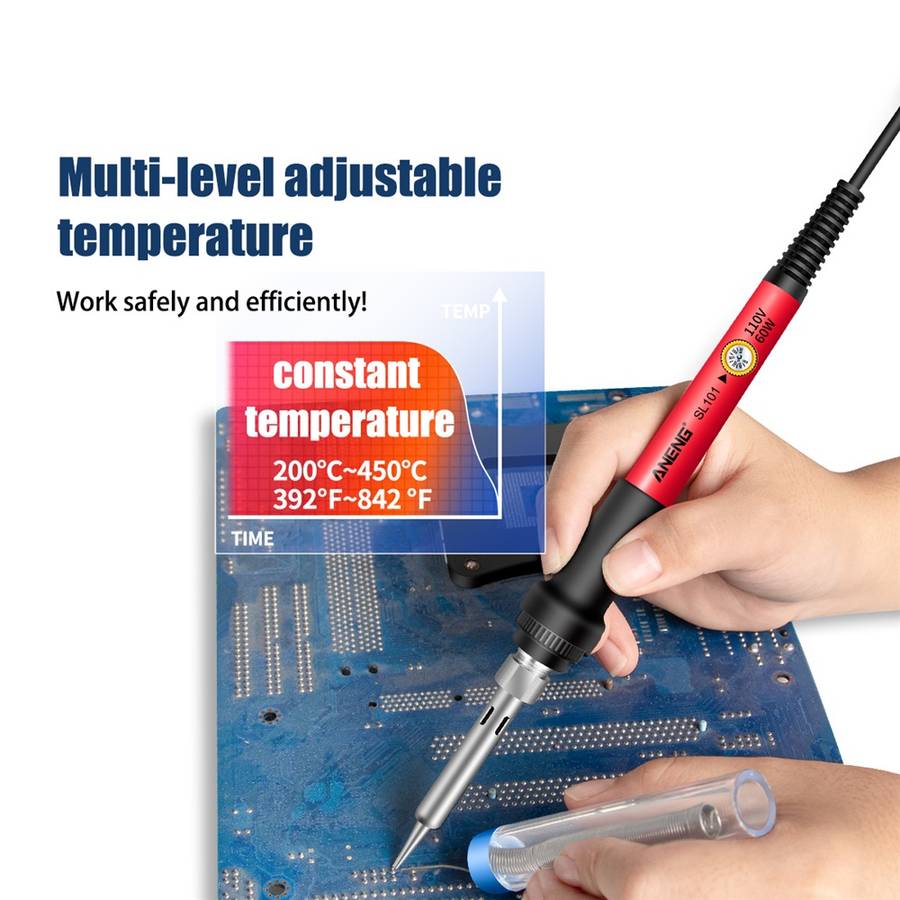 ANENG SL101 12PCS 60W 110V/220V Electric Soldering Iron Kit Temperature Adjustable with Replaceable