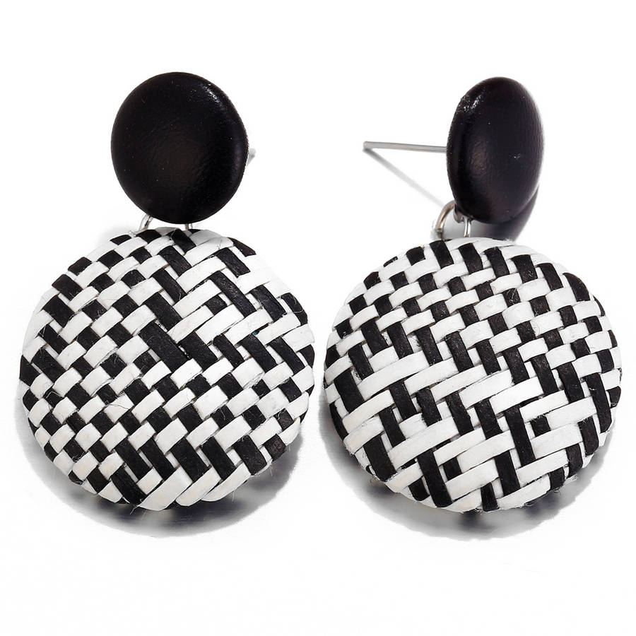 New African Paper Weaving Big Earring Retro Style Round Circle Ear Drop Earring