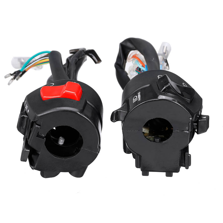 12V Motorcycle 7/8 Handlebar Horn Turn Signal Headlight Electrical Start Switch Double Throttle"...