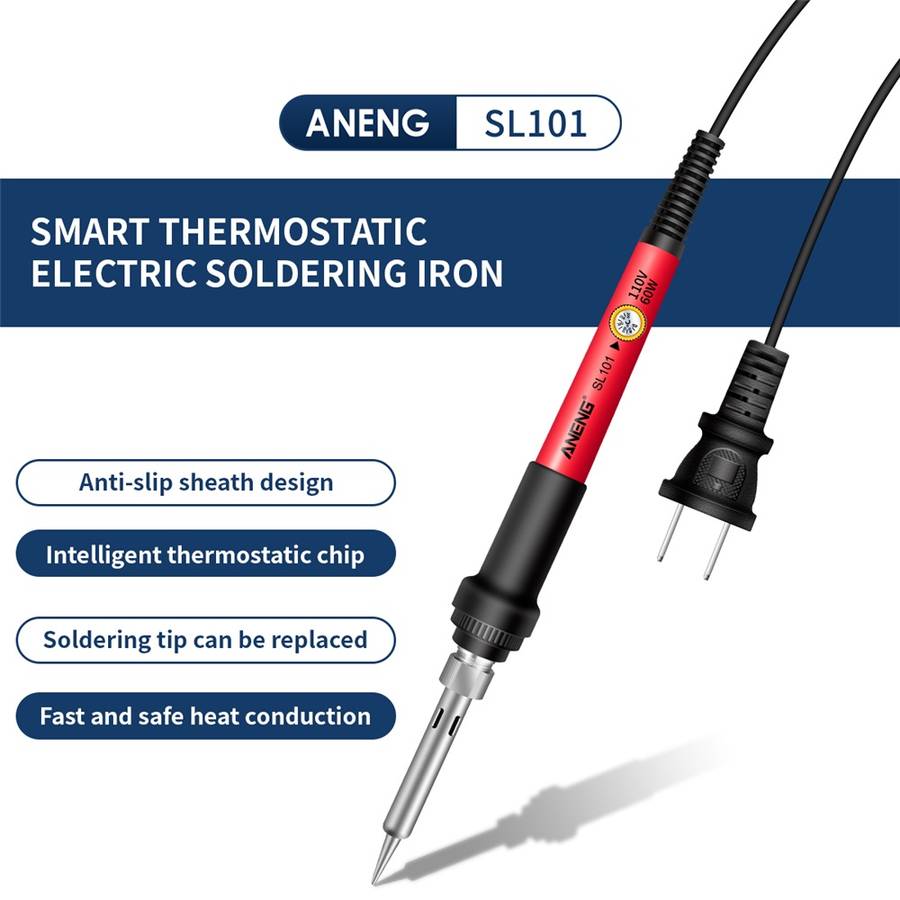 ANENG SL101 12PCS 60W 110V/220V Electric Soldering Iron Kit Temperature Adjustable with Replaceable