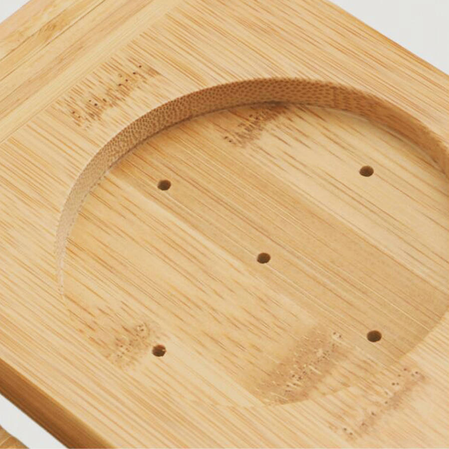 New Honana BX-816 Expandable Bamboo Bath Caddy Wine Glass Holder Tray Over Bathtub Rack Suppor