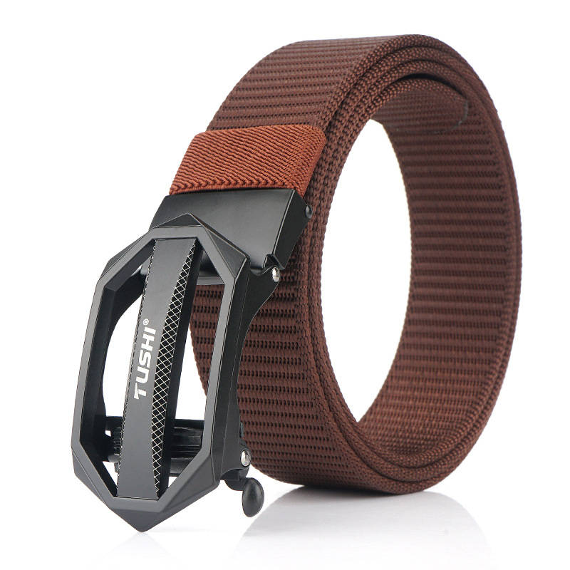 TUSHI 125cm x 3.4cm Zinc Alloy Buckle Punch Free Nylon Belts Men Tactical Belt Casual Belts