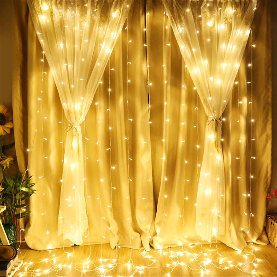 New 6M*3M EU Plug Icicle Window 600 LED Curtain Starry Fairy String Light for Ho