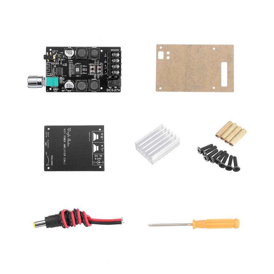 502C HIFI 2x50W TPA3116 AUX+ bluetooth 5.0 HIFI High Power Digital Amplifier (Version without shell)