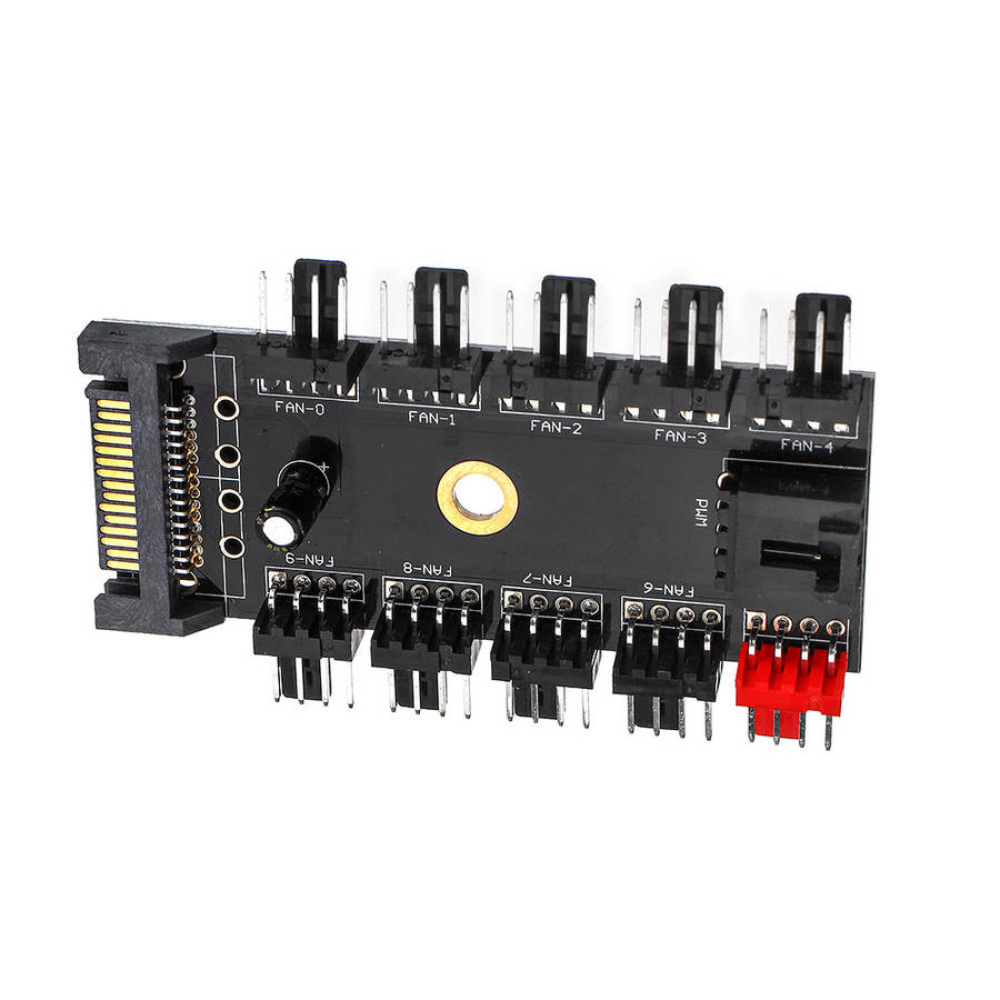 Computer Chassis 4pin Speed Temperature Control Cooling Fan PWM Fan Hub Speed Controller Support 8-w