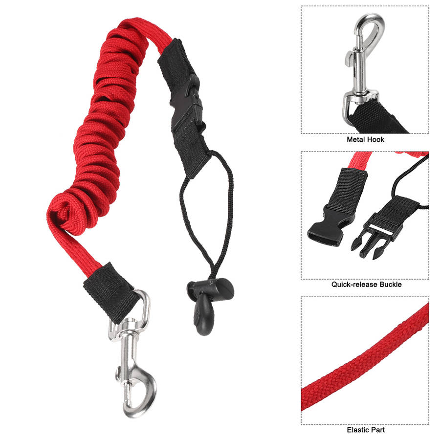 Elastic Kayak Canoe Paddle Leash with Metal Hook Surfboard Surfing Rope Safety Rowing Boats Lanyard