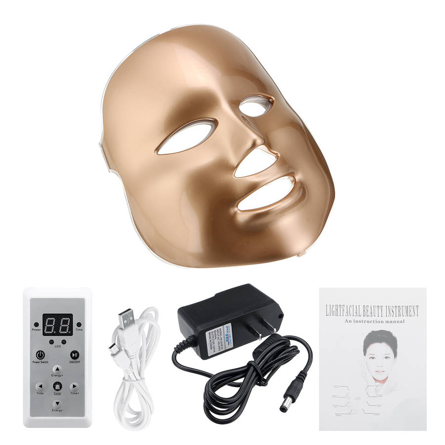 New 110-220V 7 Color Light Treatment LED Photon Gold Therapy Mask Wrinkle Remova