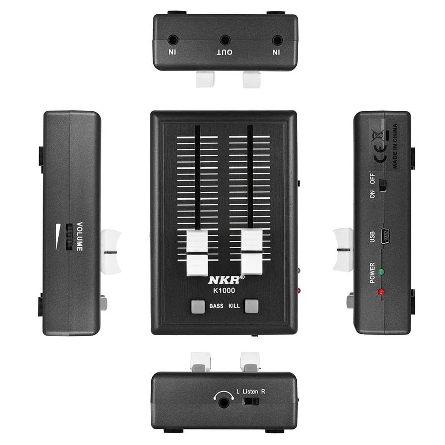 COKYIS K1000 Audio Sound Mixer Mini Pocket Mixer Mini Mobile Phone Mixer (Color&Plug White&US Plug)