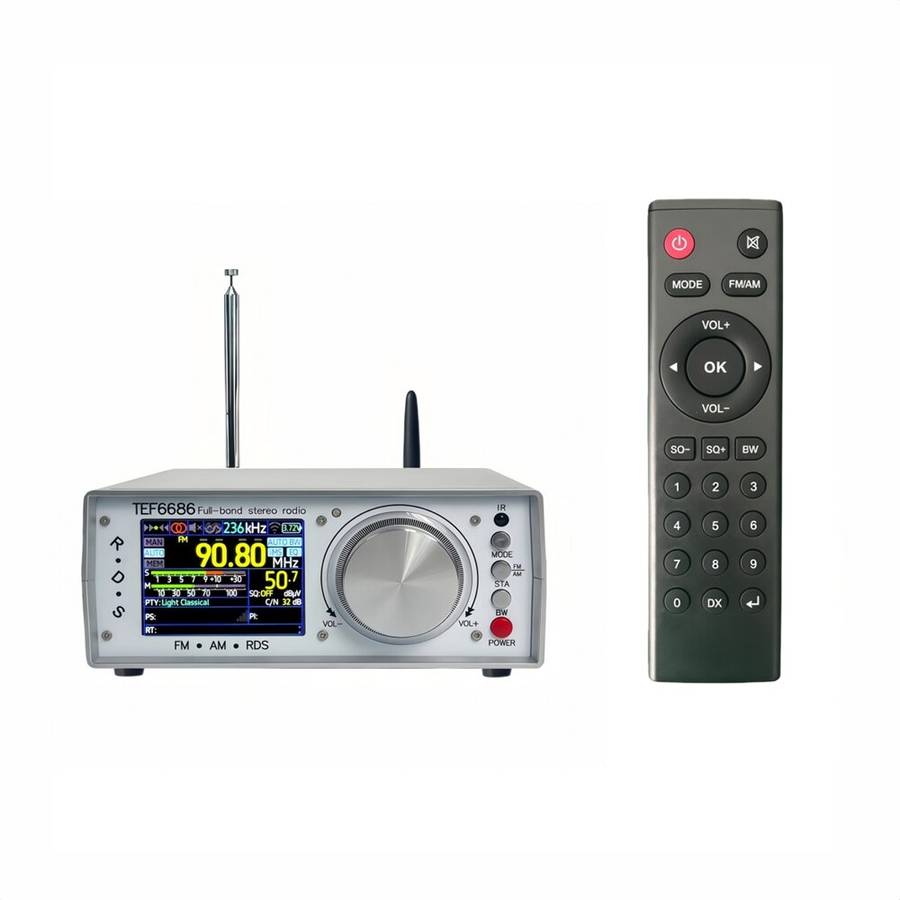 Silver - TEF6686 Full Band Stereo Radio High Sensitivity FM AM SW LW Bluetooth Transmitter Infrared
