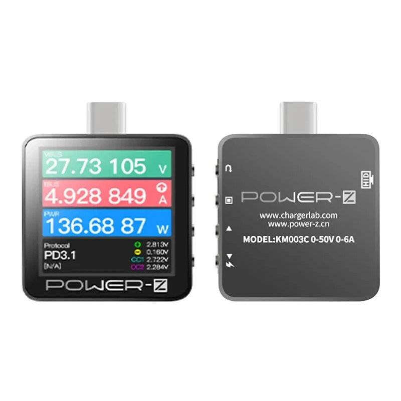 ChargerLAB POWER-Z KM003C Detector Tester for Mobile Repair USB PD3.1 Protocol 48V Range Dual Type-C