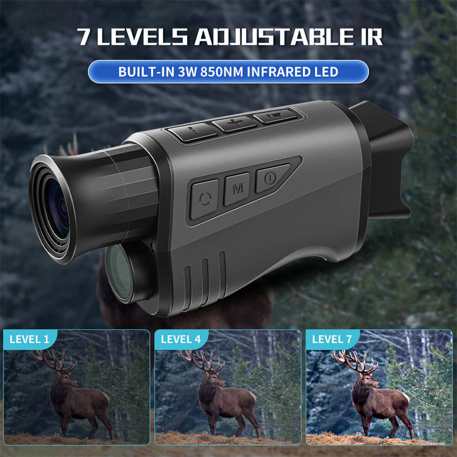 Black - IPRee 1080P HD Monocular with 16X Digital Zoom, 7-Level Brightness Adjustment, Clear Viewing