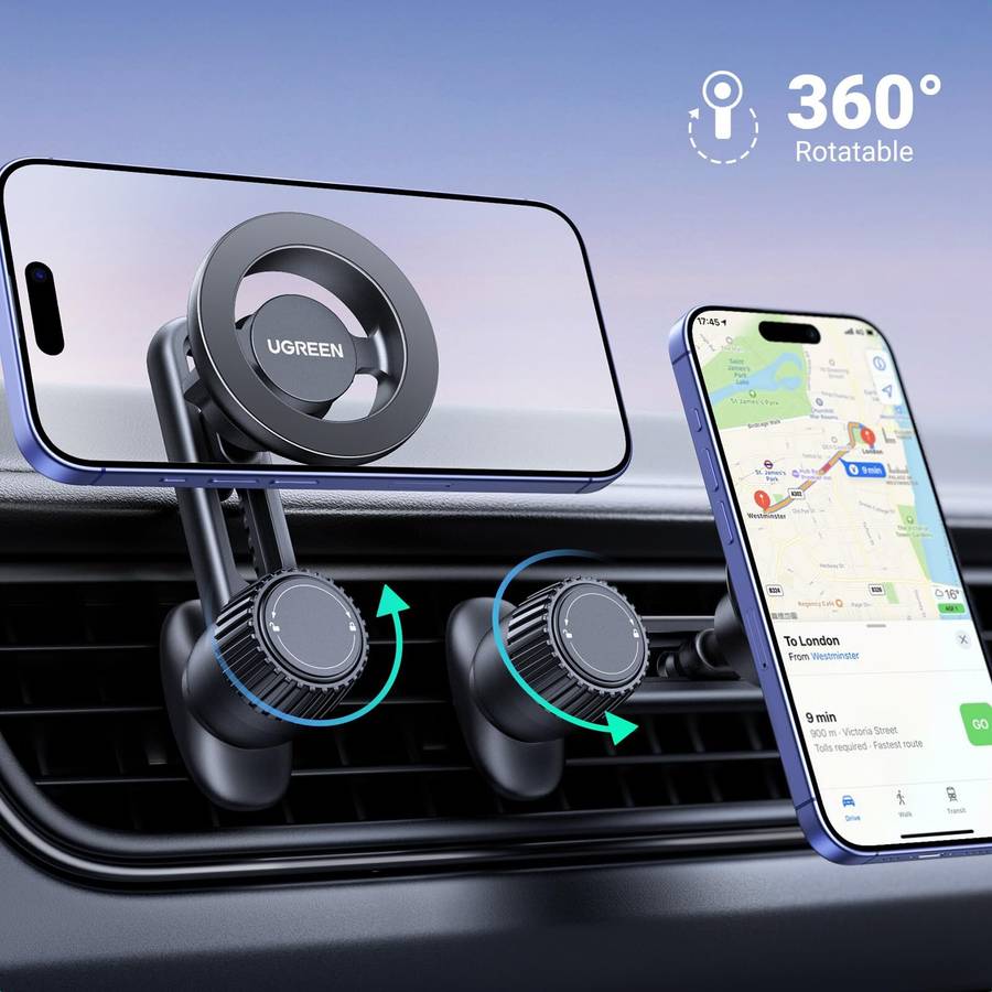 Black - UGREEN Magnetic Phone Mount for Car Compatible Magnetic Car Phone Holder Compatible with iPh