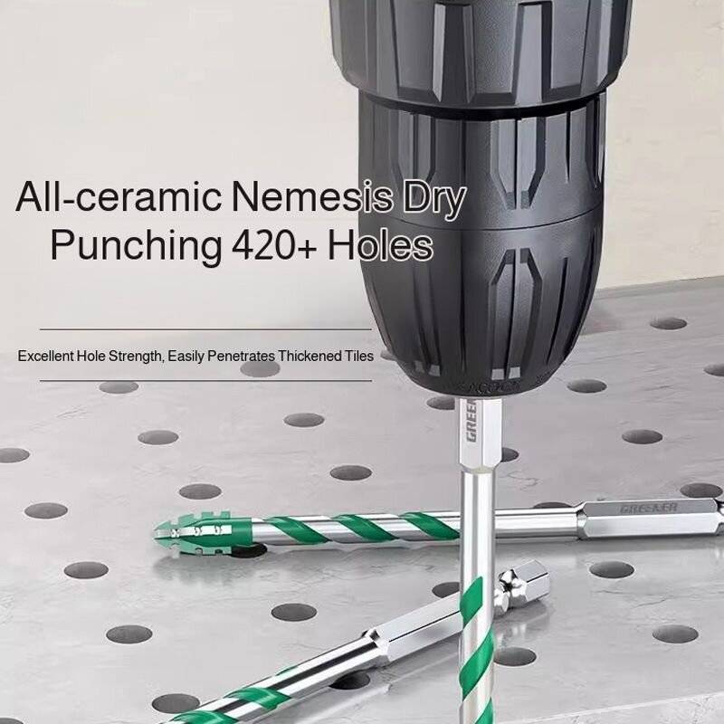 Green - Heavy Duty Multi-Material Drill Bit Alloy Steel Serrated Electric Drill Head for Ceramic Met