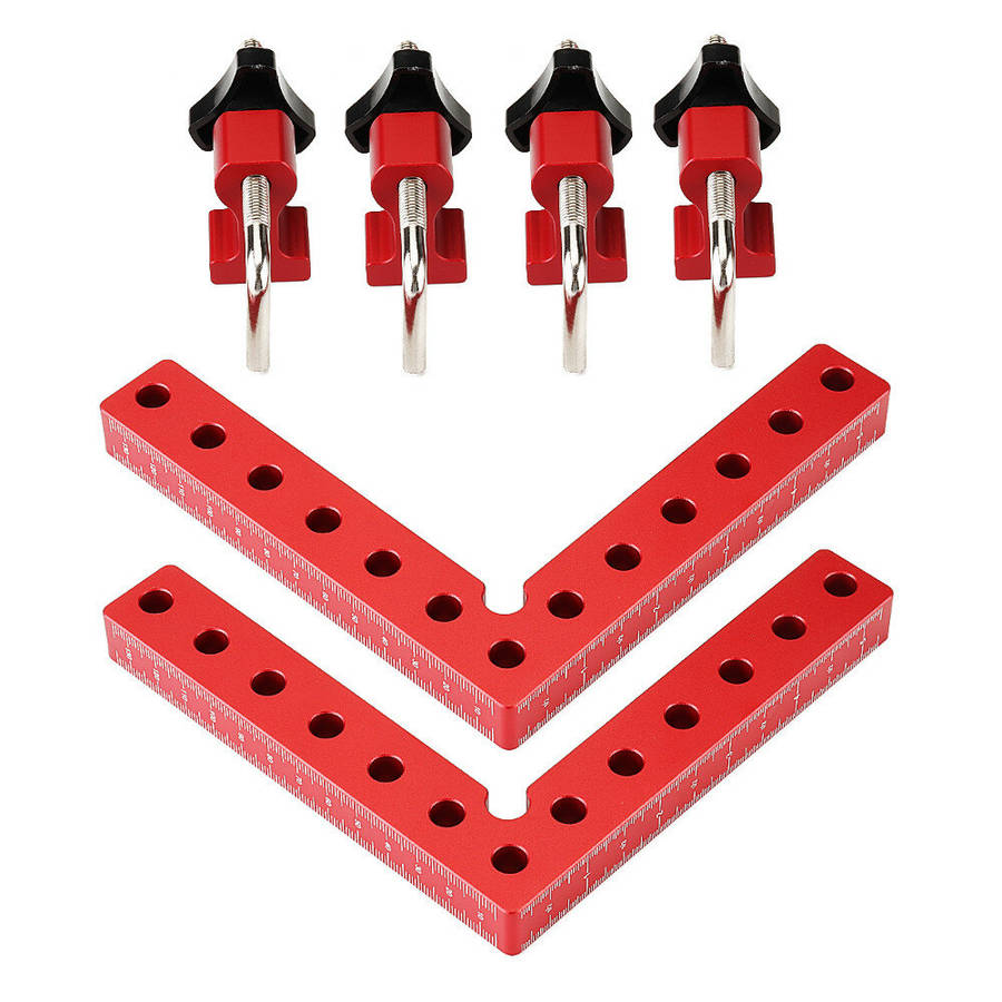 4 Pack VEIKO 140mm x 140mm 90 Degree Right Angle Clamps Positioning Squares MM/Inch Scale Aluminum A