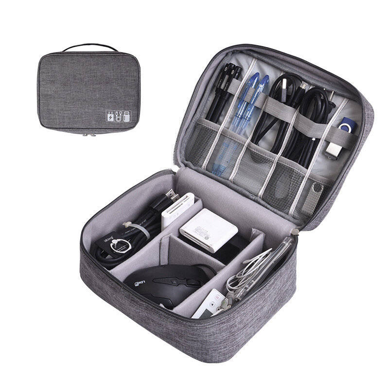 Grey - Multifunctional Division Digital Bag Data Cable Storage Bag Travel Charging Treasure Earphone