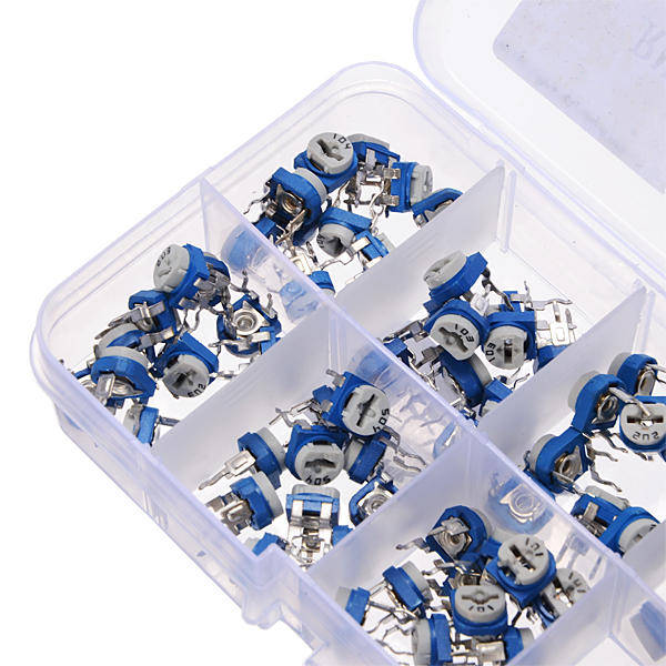 5 x 100pcs RM065 Horizontal Trimpot Potentiometer Assortment Kit With Storage Box