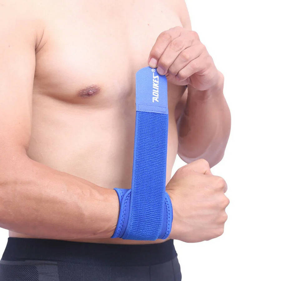 Blue - AOLIKES 1PCS Protective Hand Support Highly Elastic Adjustable Wrist Straps for Outdoors Bask