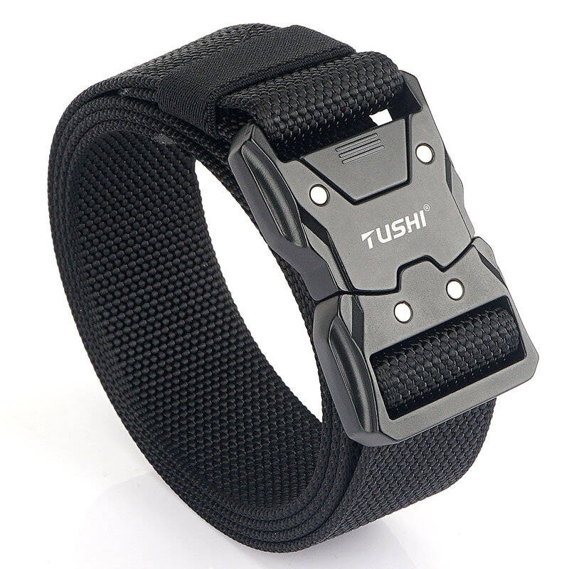 Navy Blue - 1Pc Popvcly Belt Metal Buckle Quick Release Belt Casual Tooling Training Belt Men's Pant