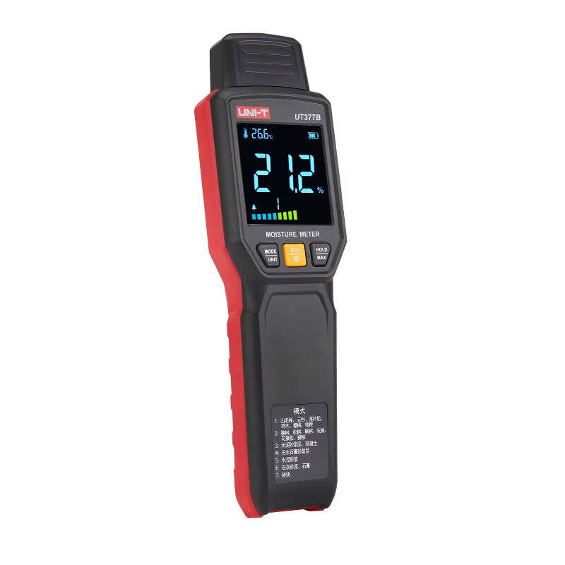 Red - UNI-T UT377B Moisture Tester Multipurpose Moisture Meter for Wood and Building Materials with