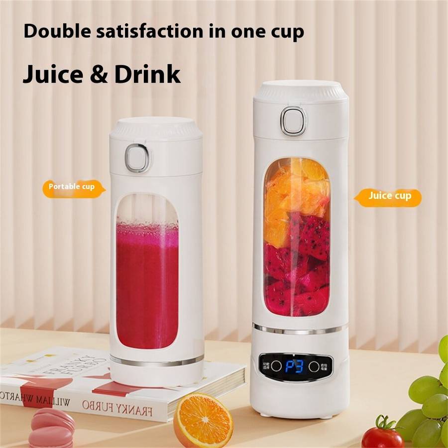 White - Comfook Portable Blender Juicer Cup 600ml Rechargeable Smoothie Maker with 12-Blade Stainles