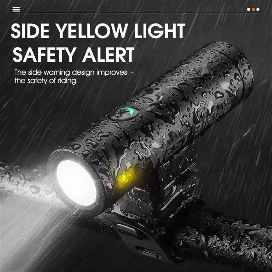 Sliver - WEST BIKING 500LM 85 Floodlight Bicycle Front Light 5000mAh USB Rechargeable 200m Long-rang