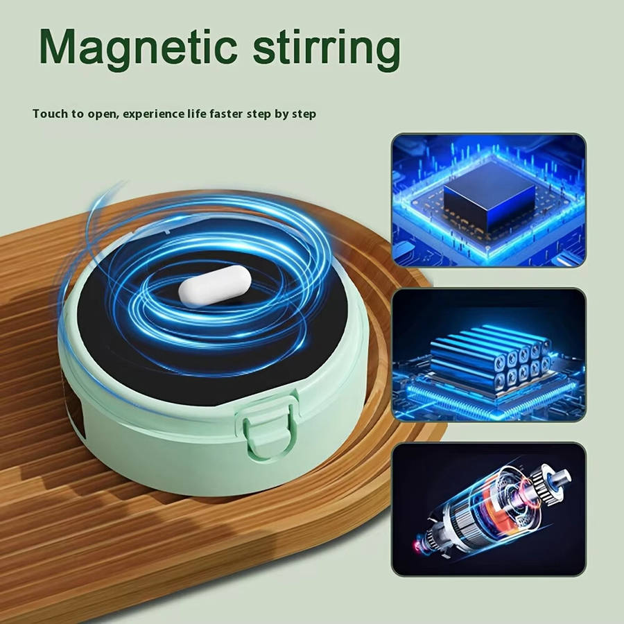 White - IPRee 380ML Detachable Automatic Magnetic Stirring Mug with Straw & Lid Stainless Steel Wate