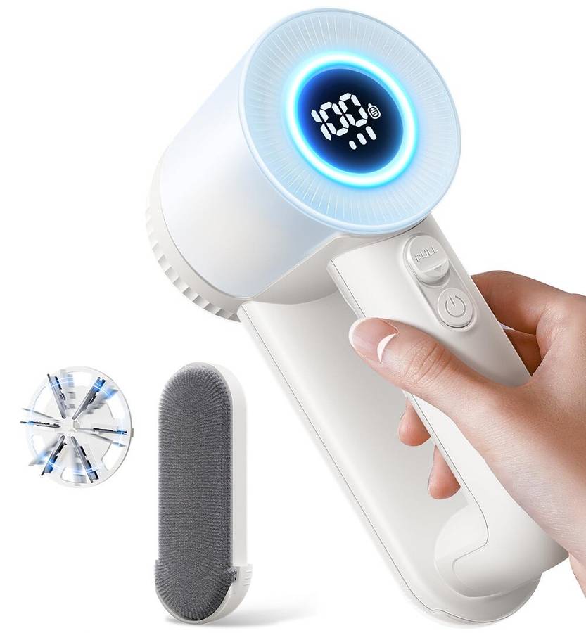 Black - Tevorex Rechargeable Fabric Shaver, 2 in 1 Electric Lint Remover with Lint Brush, Fuzz Lint