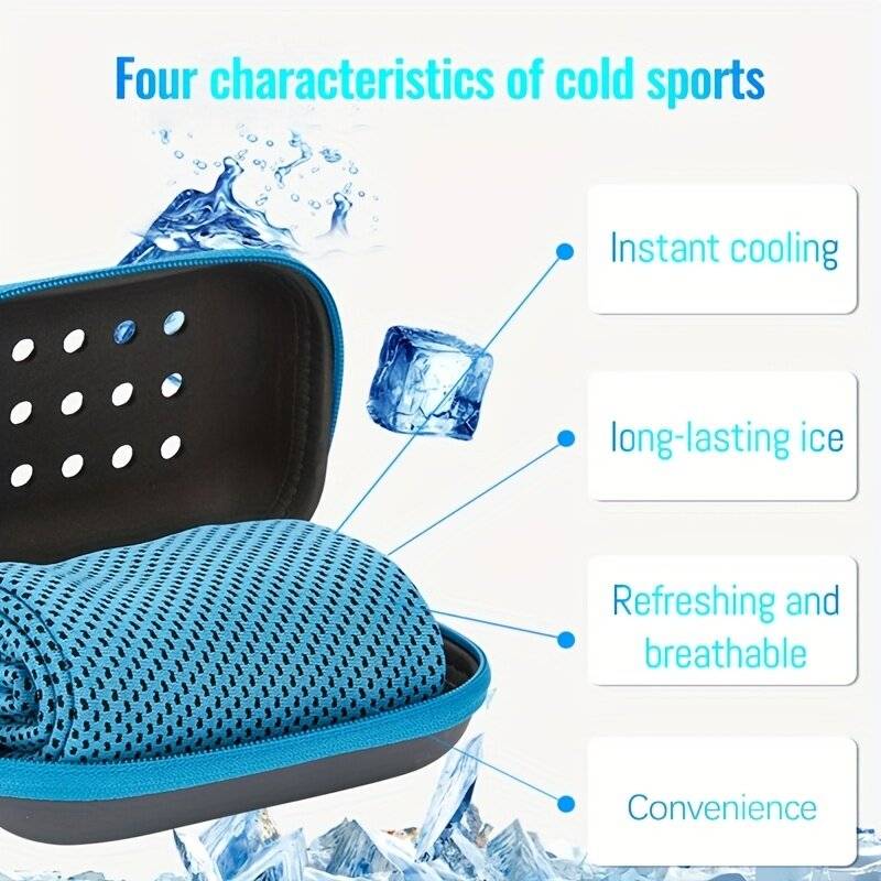 Sky Blue - KALOAD 1 PCS Quick-Dry Cooling Towels with Storage Box Soft Breathable Sweat Absorption C