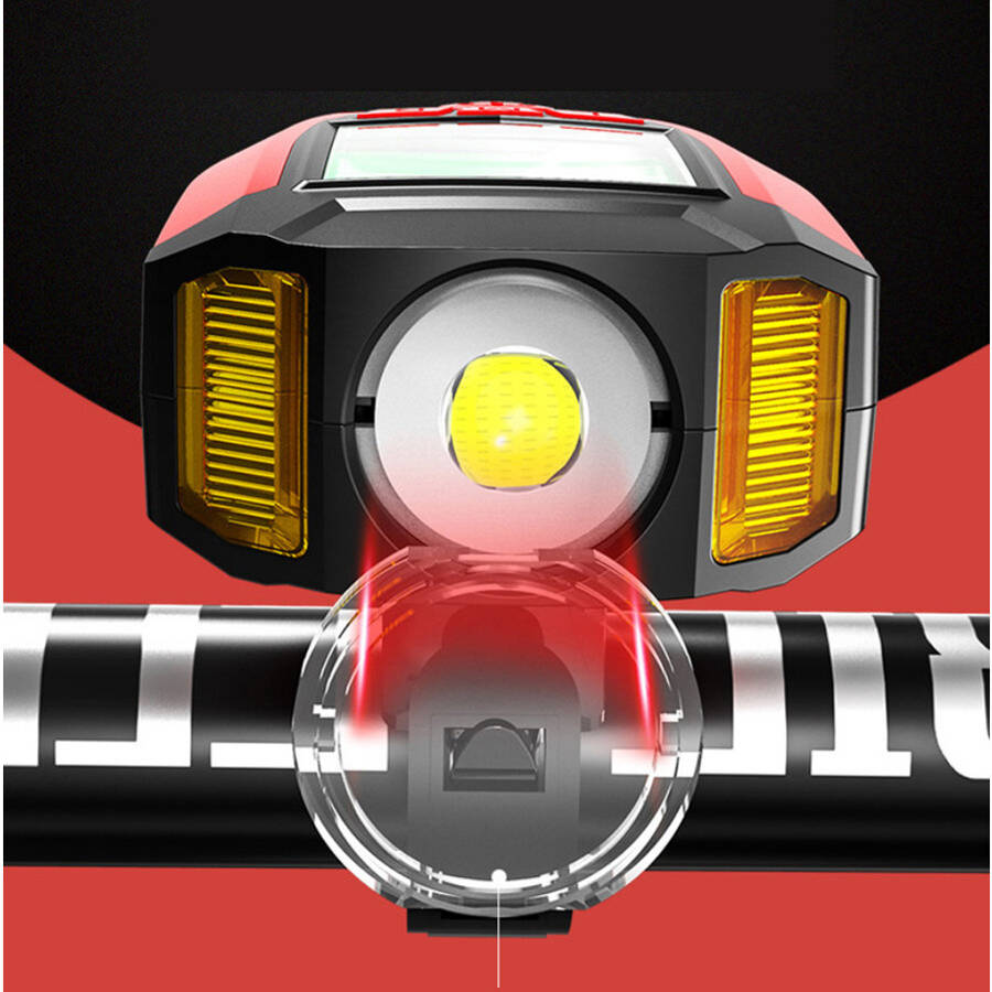 Black - BIKIGHT 3-in-1 350LM COB Bike Light + USB Horn Lamp + Speed Meter LCD Screen 5-Modes Waterpr