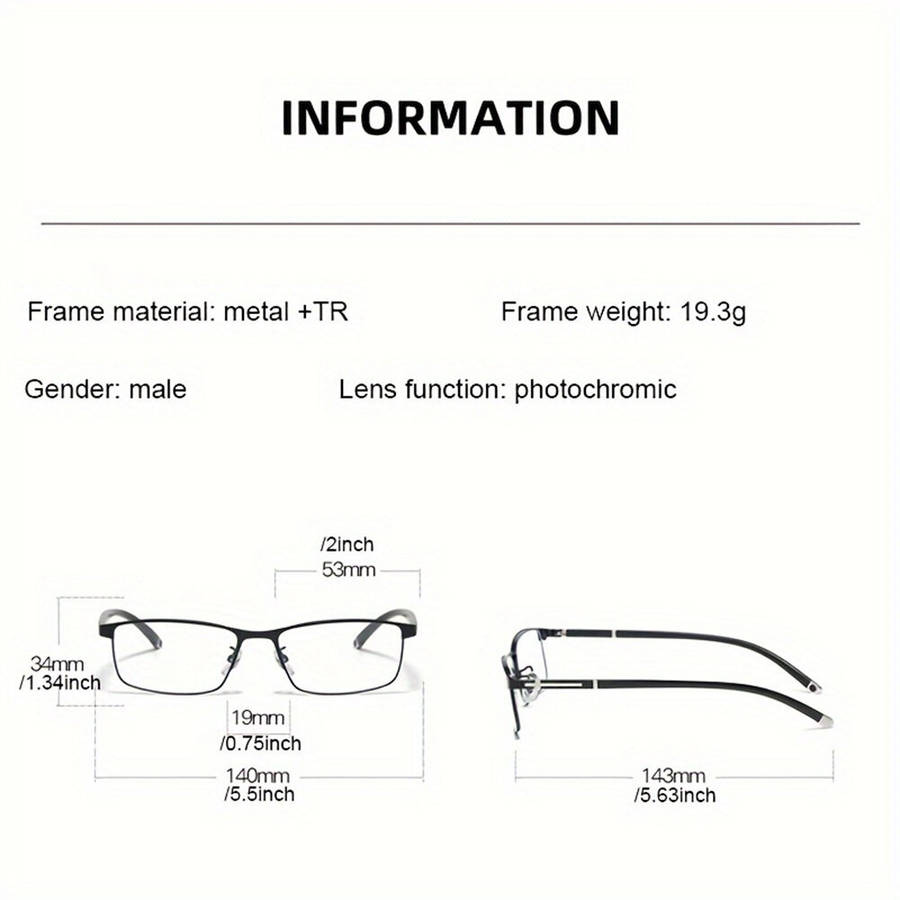 +300 - Photochromic Auto Zoom Reading Glasses HD Near Far Anti-blue Light Business Presbyopia Glasse