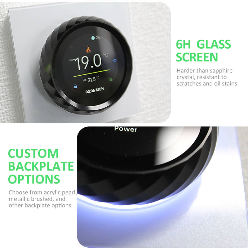 White - BECA 16A WiFi Smart Knob Thermostat Electric Heating Touch Screen App Voice Control with Ale