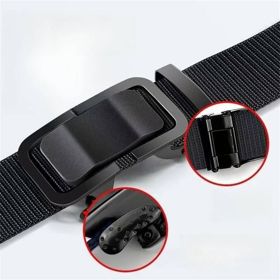 Black - 120cm Automatic Buckle Men Belt Lightweight Wear-Resistant Adjustable Nylon Webbing Strap fo