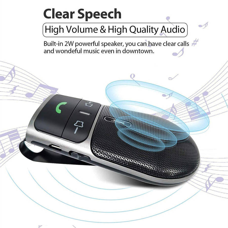 Black - Sunitec Car Bluetooth Speakerphone for Safe Driving Support Siri Google Assistant Voice Call