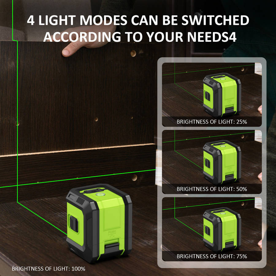 US Plug - Mini 360-Degree Green Cross Line Laser Level with 2400mAh Lithium Battery Versatile Light