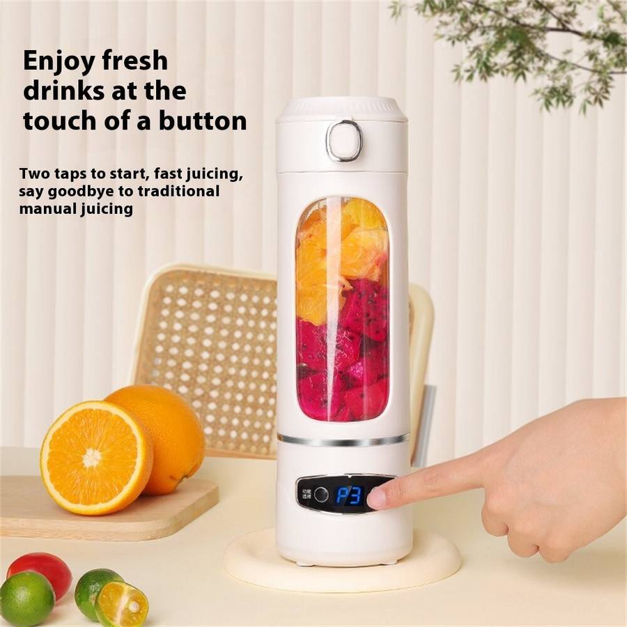 White - Comfook Portable Blender Juicer Cup 600ml Rechargeable Smoothie Maker with 12-Blade Stainles