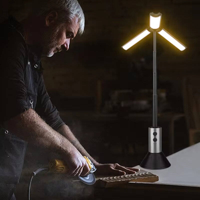 Black - Bikight Folding LED Bright 3 Sided Lamp Telescopic Flashligh Car Repair Working Lights Dimma