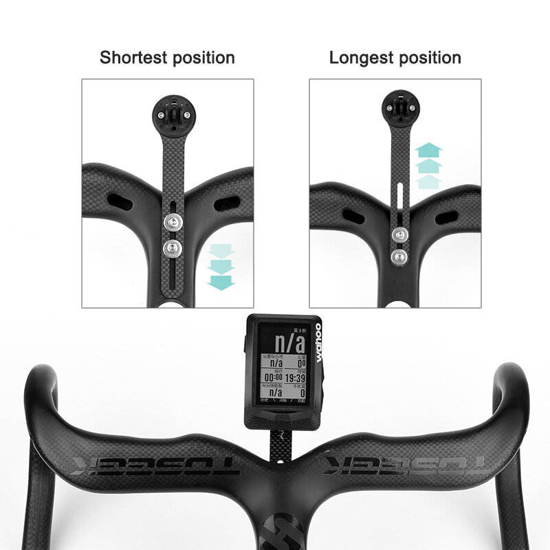 Black - CYDY 3K Matte Edge Bike Computer Holder Carbon Fiber GPS Odometer Handlebar Holder Extension