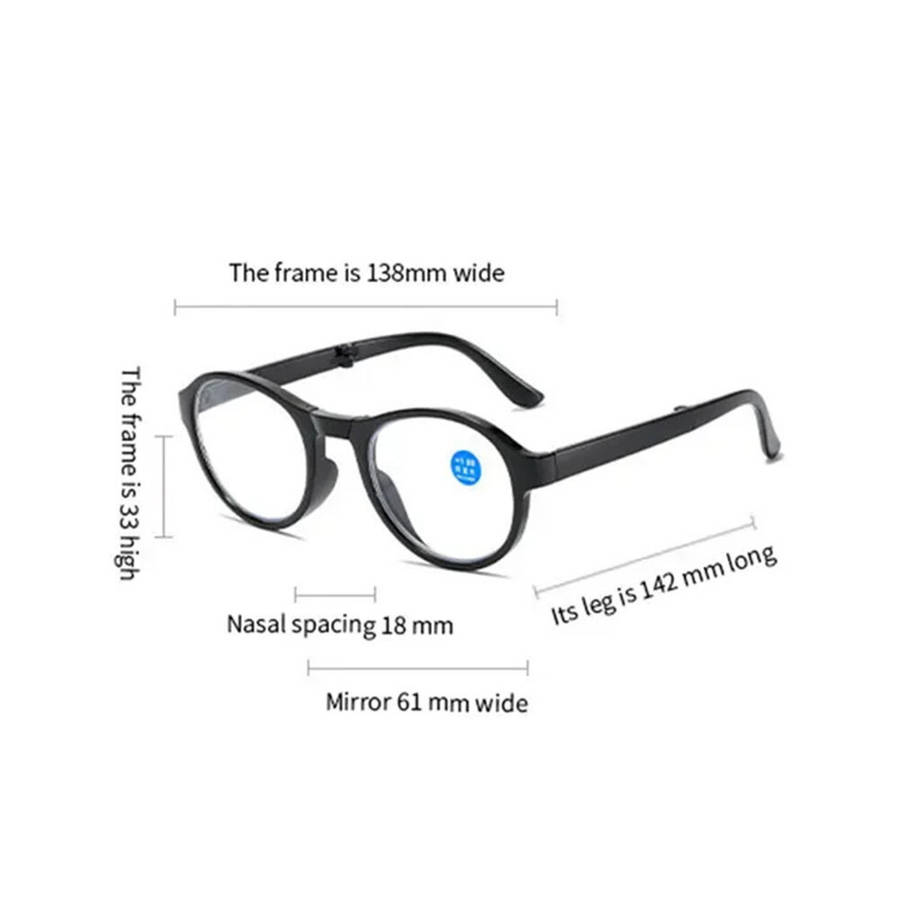 +200 - Portable Folding Reading Glasses Fashion Far-sighted Eyewear with Plastic Case Anti Blue Ultr