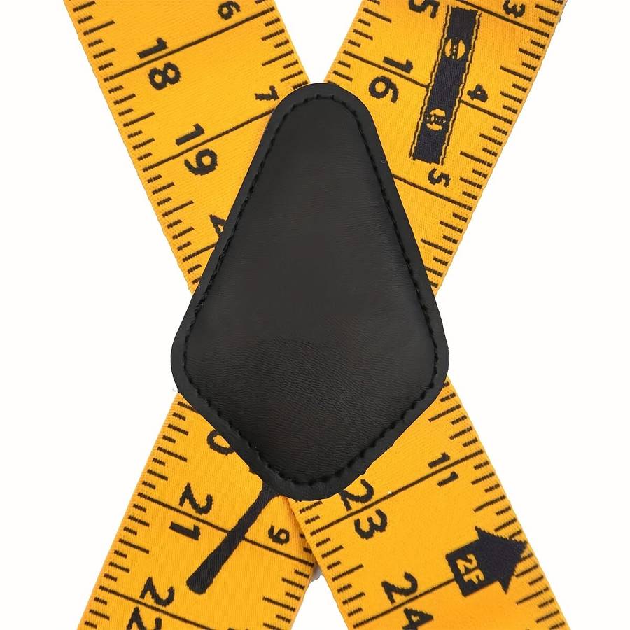 Black - 5cm Elastic Ruler Men's Suspender 4 Clips X-shaped Adjustable Casual Trousers Strap for Work