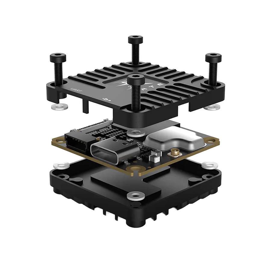 Black - RATE O4 Ultra-Light VTX Housing CNC Aluminum, 7g, Enhanced Cooling for DJI O4 FPV Racing Dro