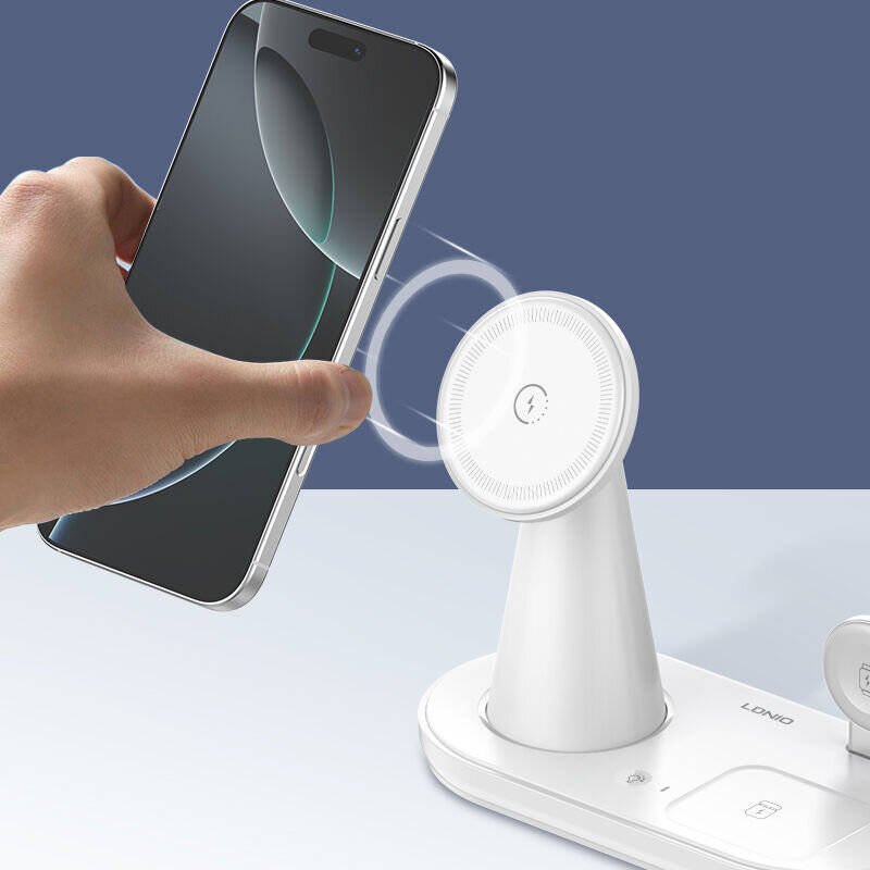 White - LDNIO WL01 25.5W Magnetic Wireless Charger Fast Wireless Charging Stand with Night Light Fun