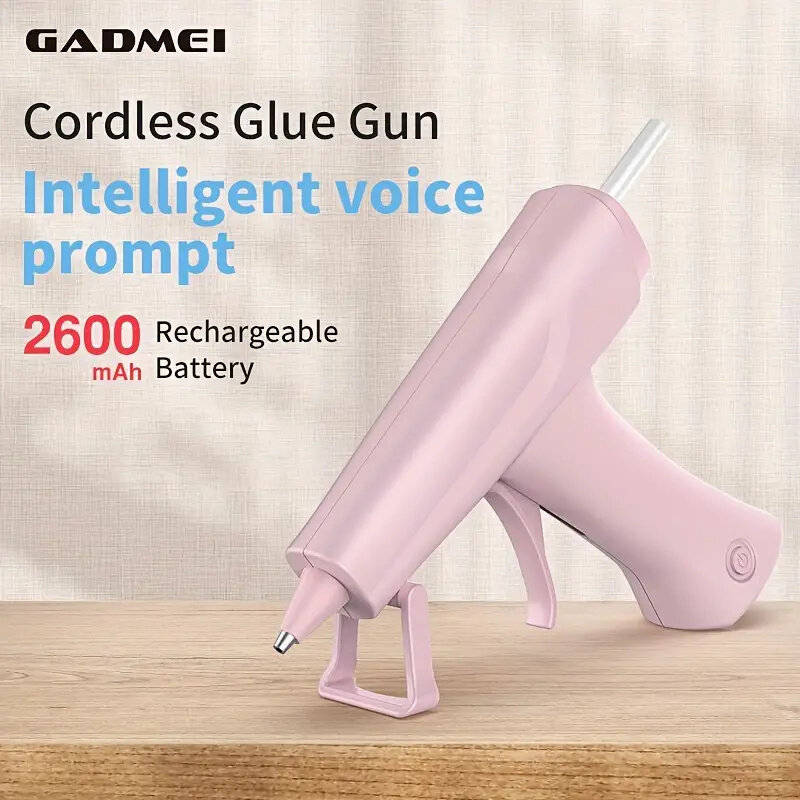 Black - Cordless Hot Glue Gun HJ824 2600mAh Rechargeable Battery USB-C Fast Preheating Auto Shut-Off