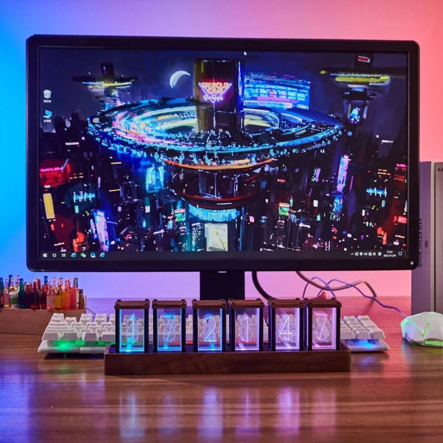 #02 - Nixie Tube Clock Vintage 16 Million RGB Electronic Table Clock Digital Led Desk Clock Home Dec