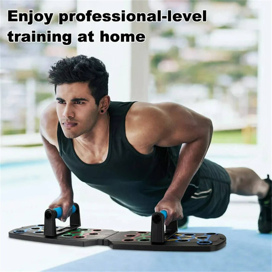 Black - Bominfit 28 in 1 Folding Push Up Board 300kg Load-bearing Sport Plank Abdominal Chest Push-U