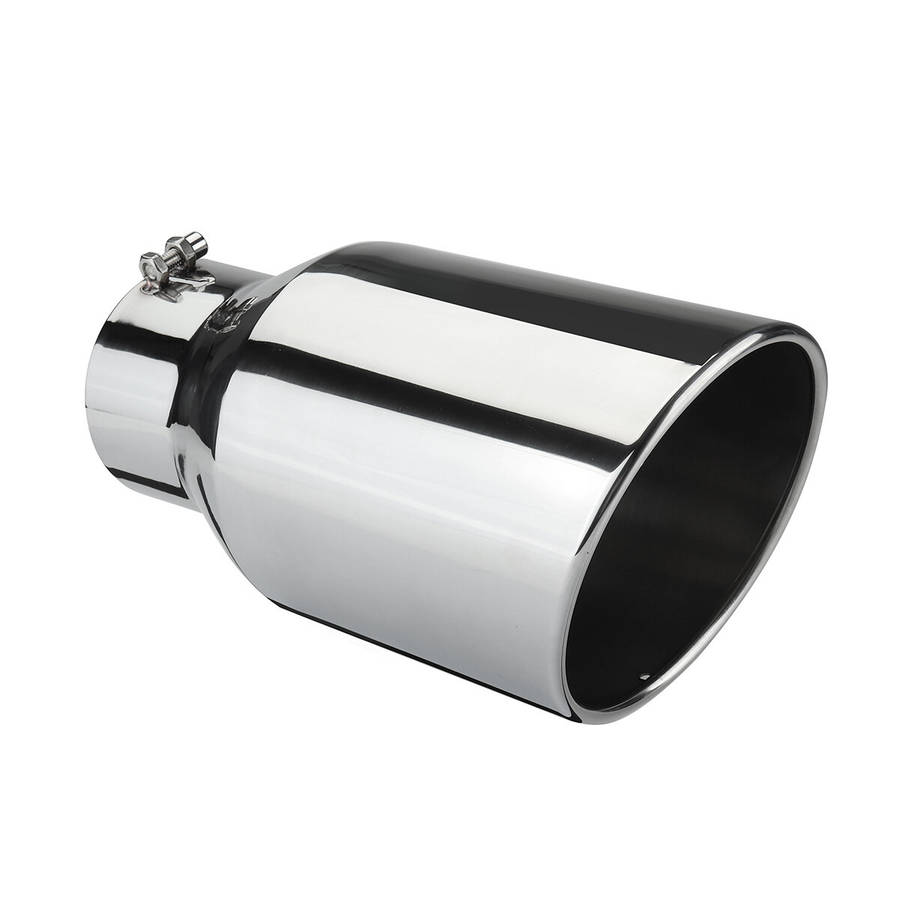Black - Universal 4 Inch Inlet 6 Inch Outlet Exhaust Tip 12 Inch Length Tailpipe Anti-Corrosive High