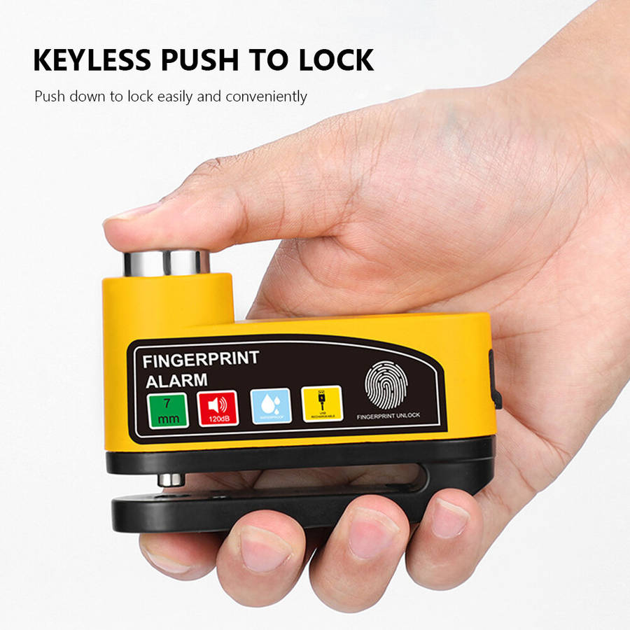 Blue - BENGGUO 120dB Bicycle Fingerprint Unlocking Disc Brake Lock USB Charging Waterproof Alarm Saf